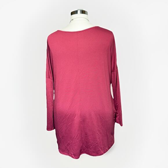 Misia Tunic Women’s 2X Long Sleeve Top Red Wine Pockets Soft Stretchy Comfort - Picture 3 of 9